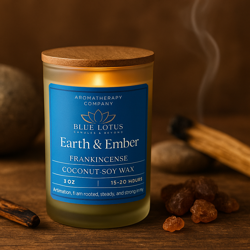 Earth & Ember Frankincense Candle – 3 oz Coconut-Soy Wax with Wood, Hemp or  Cotton Wicks