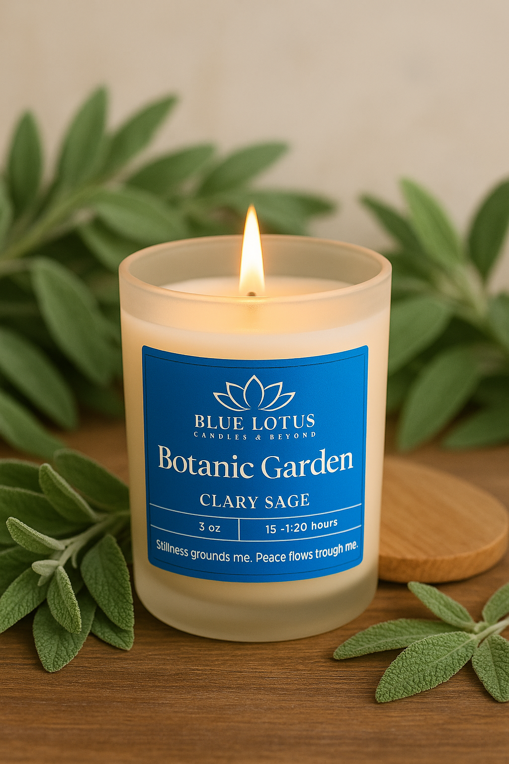 Botanic Garden Candle – 3 oz Coconut-Soy Wax with Natural Wicks | Herbal Scented Candle Clary Sage