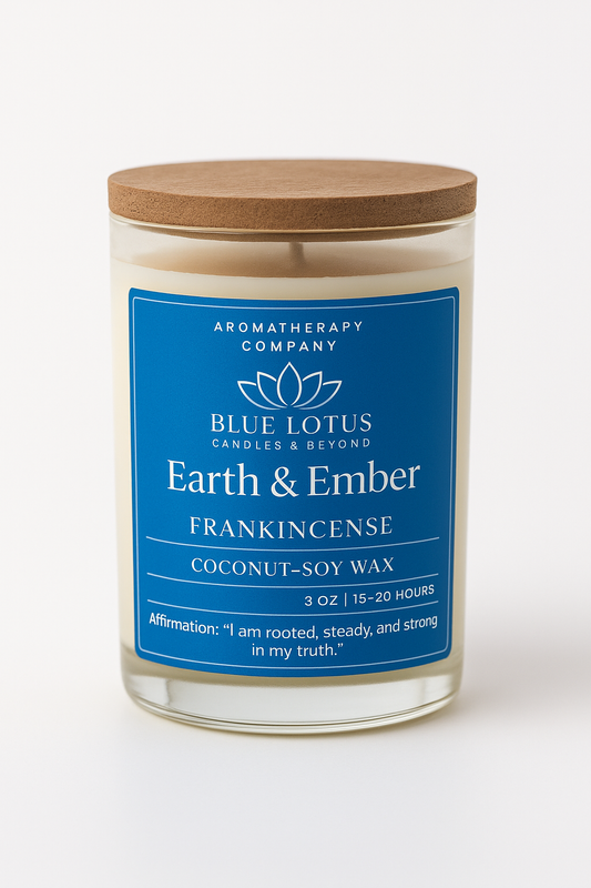 Earth & Ember Frankincense Candle – 3 oz Coconut-Soy Wax with Wood, Hemp or  Cotton Wicks