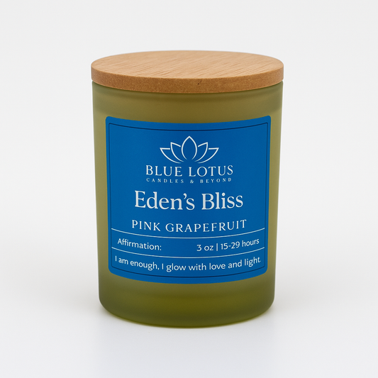 Eden’s Bliss Pink Grapefruit Candle – 3 oz Coconut-Soy Wax with Wood, Hemp or Cotton Wicks | Uplifting Citrus Scent