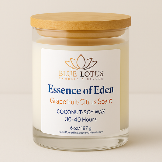 Essence of Eden Candle – Grapefruit Scent – 6 oz Coconut Soy Wax Candle – Uplifting Citrus Aromatherapy – Handmade Natural Candle