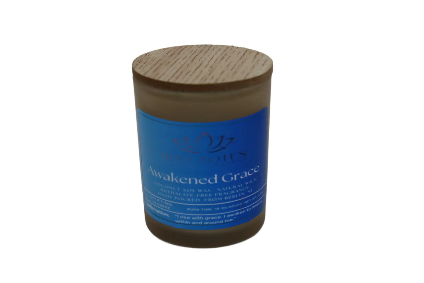 Awakened Grace Jasmine Candle – 3 oz Coconut-Soy Wax with Wood, Cotton or Hemp Wicks