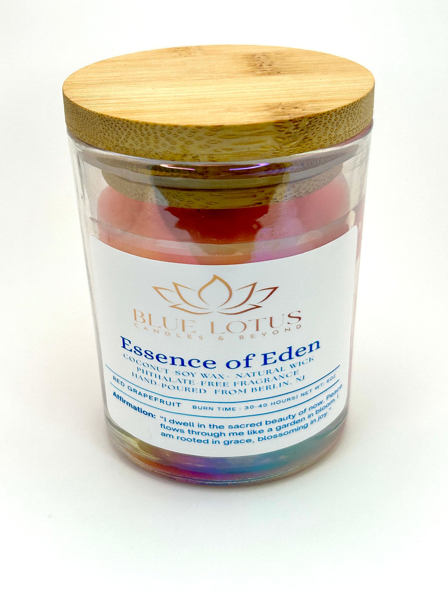 Essence of Eden Candle – Grapefruit Scent – 6 oz Coconut Soy Wax Candle – Uplifting Citrus Aromatherapy – Handmade Natural Candle