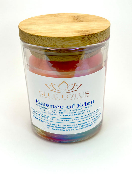 Essence of Eden Candle – Grapefruit Scent – 6 oz Coconut Soy Wax Candle – Uplifting Citrus Aromatherapy – Handmade Natural Candle